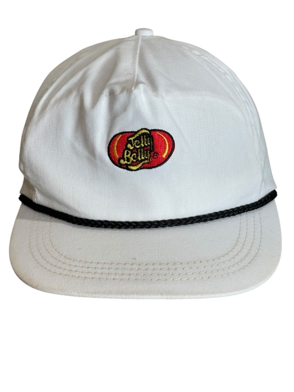 Jelly Belly Patch Vintage Style White Rope Hat 5 Panel